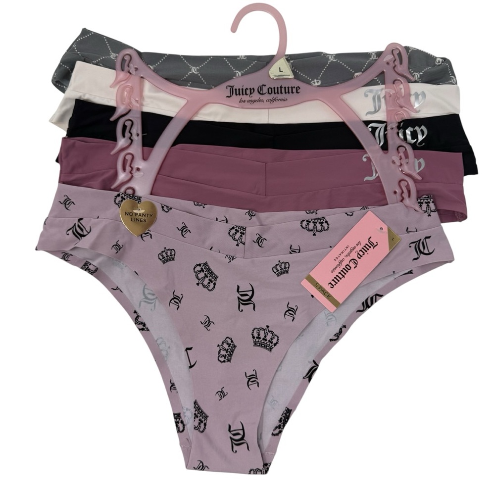 Juicy Couture Bikini Panties 5 pair Size Large No panty line NWT